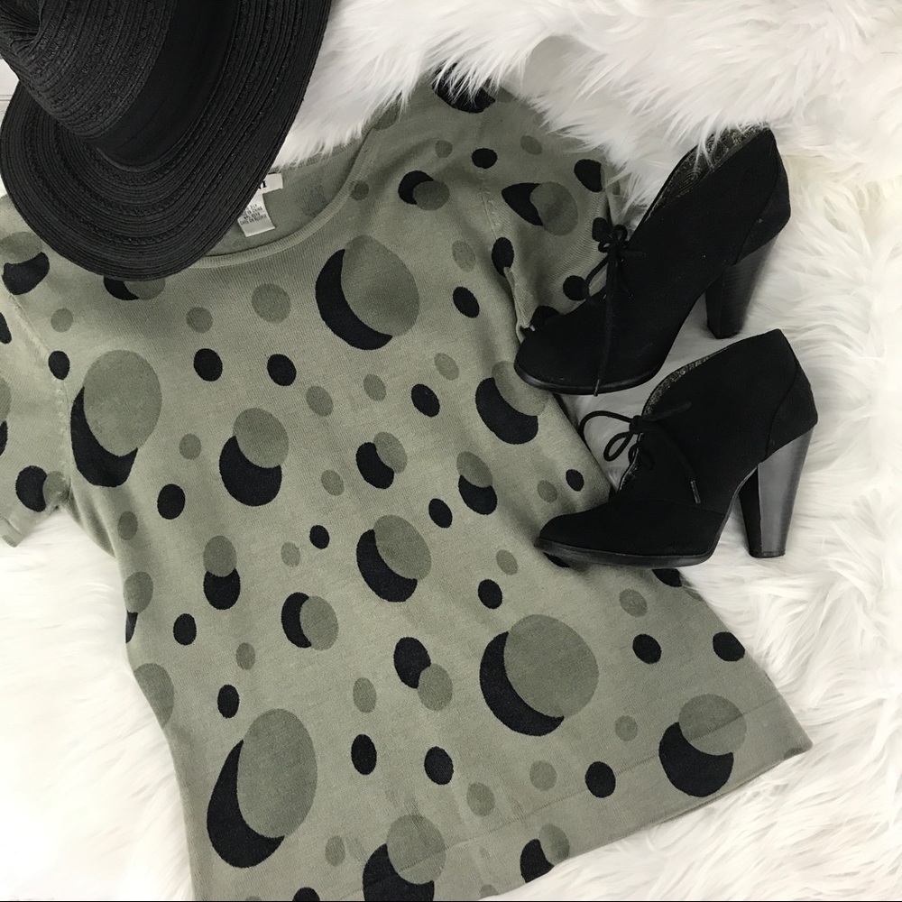Alfani Grey & Black Polka Dot Top